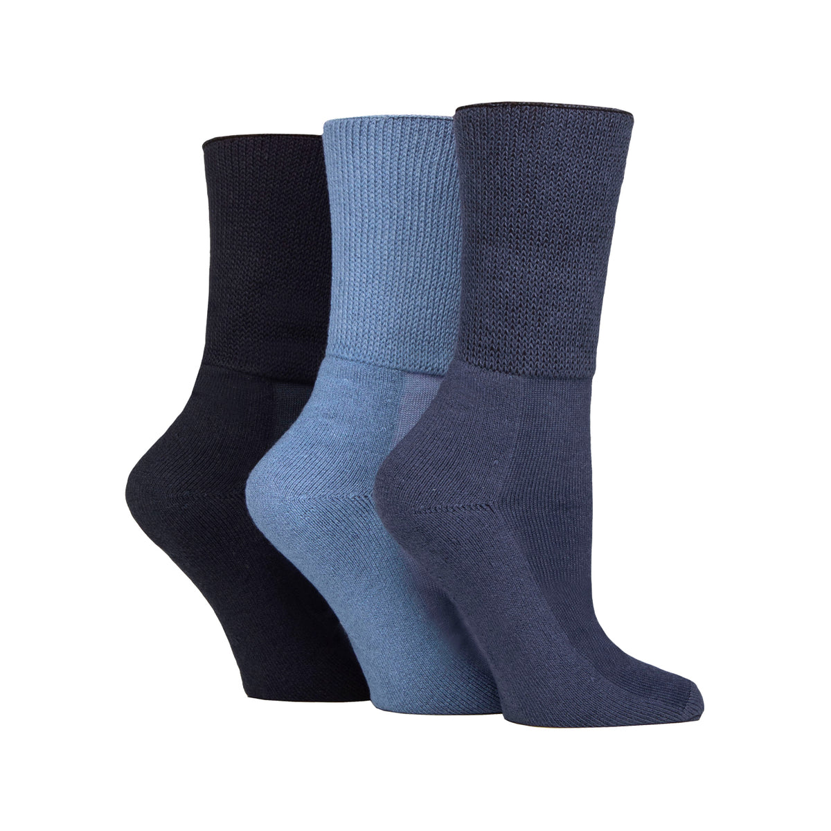 3 Pairs Cushion Foot Bamboo Diabetic Socks - Denim Mix