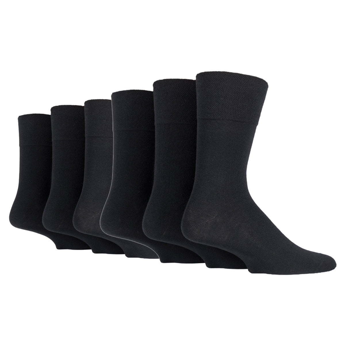 6 Paar BigFoot Diabetikersocken für Herren - Schwarz