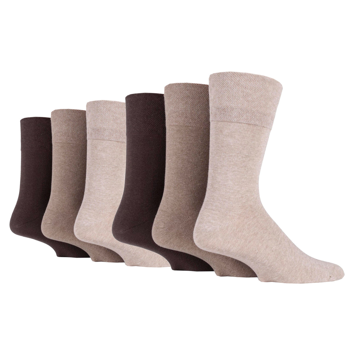 6 Paar BigFoot Diabetikersocken für Herren - Braun