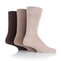 3 Pairs Men's Diabetic Socks - Brown