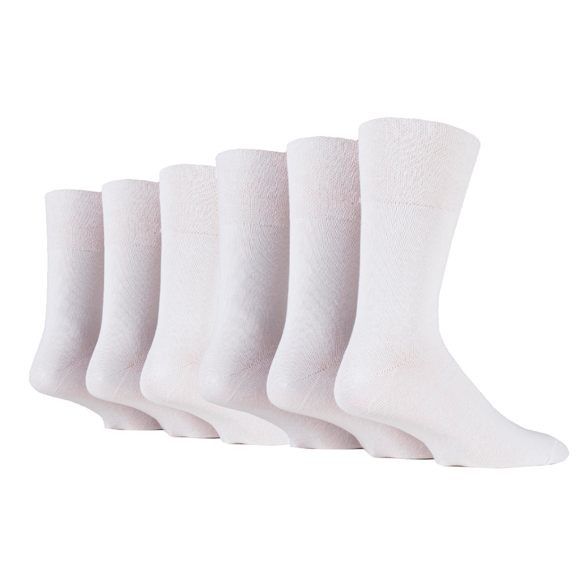 6 Paar Herren-Diabetikersocken aus Bambus - Weiß