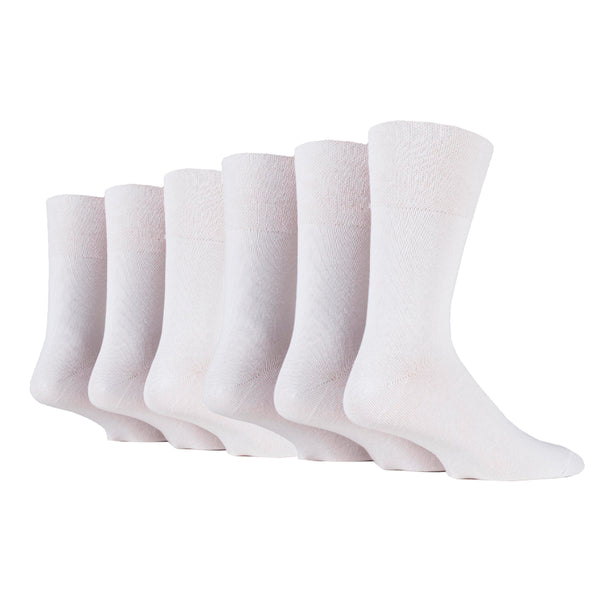 6 Paar Herren-Diabetikersocken aus Bambus - Weiß