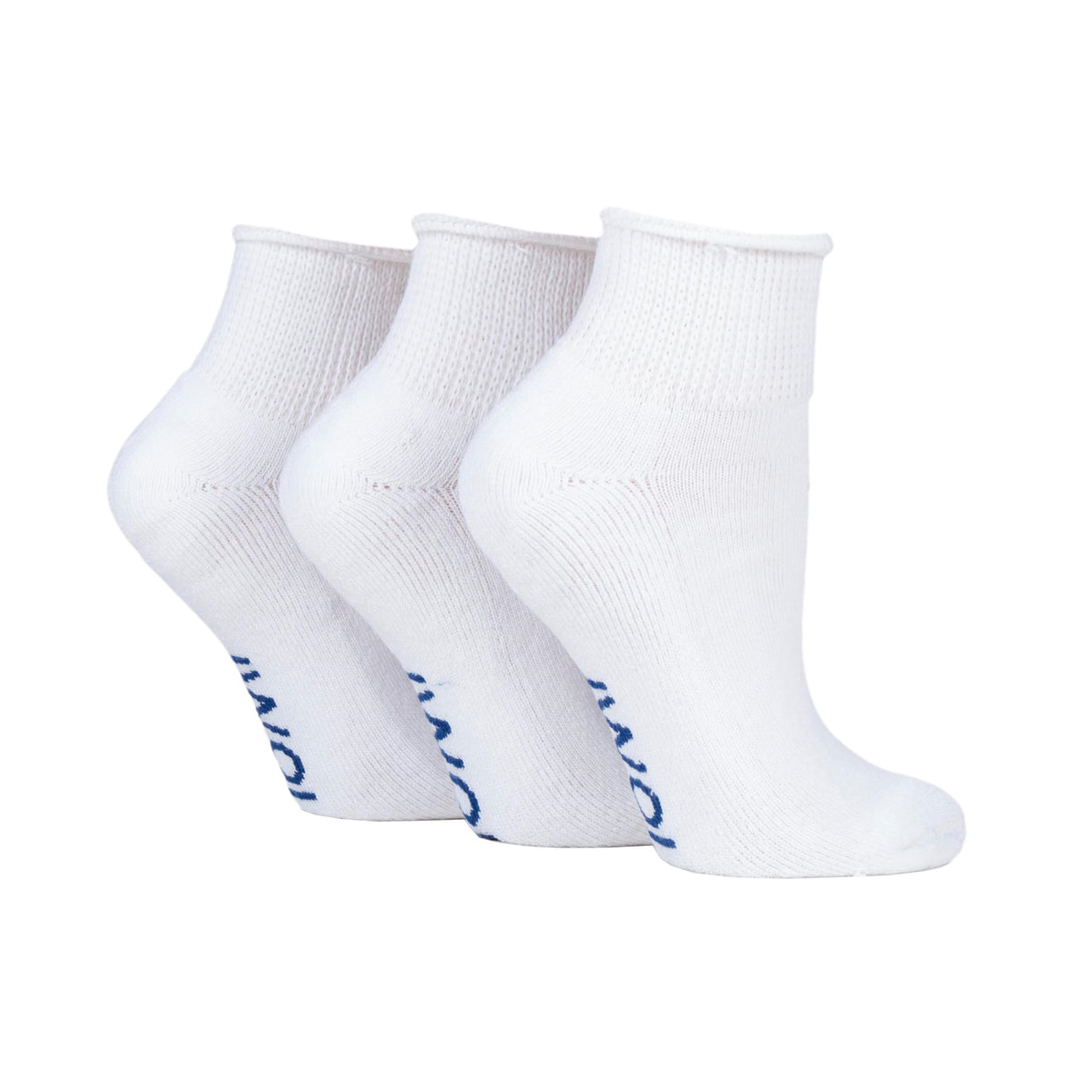 3 Paar gepolsterte Diabetiker-Söckchen – Weiß