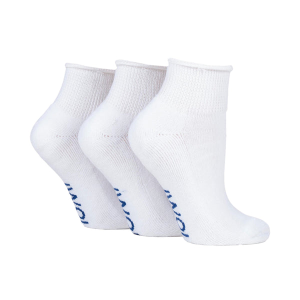3 Paar gepolsterte Diabetiker-Söckchen – Weiß