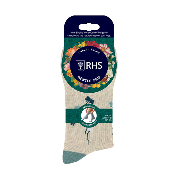 3 Pairs Ladies RHS Cotton Socks - Floral Contrast
