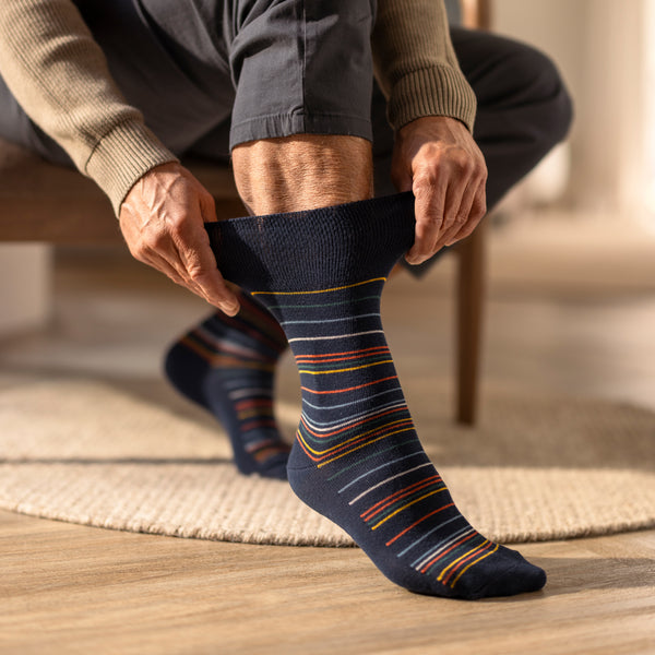 3 Paar Herren-Baumwollsocken - Milano Stripe Black Mix