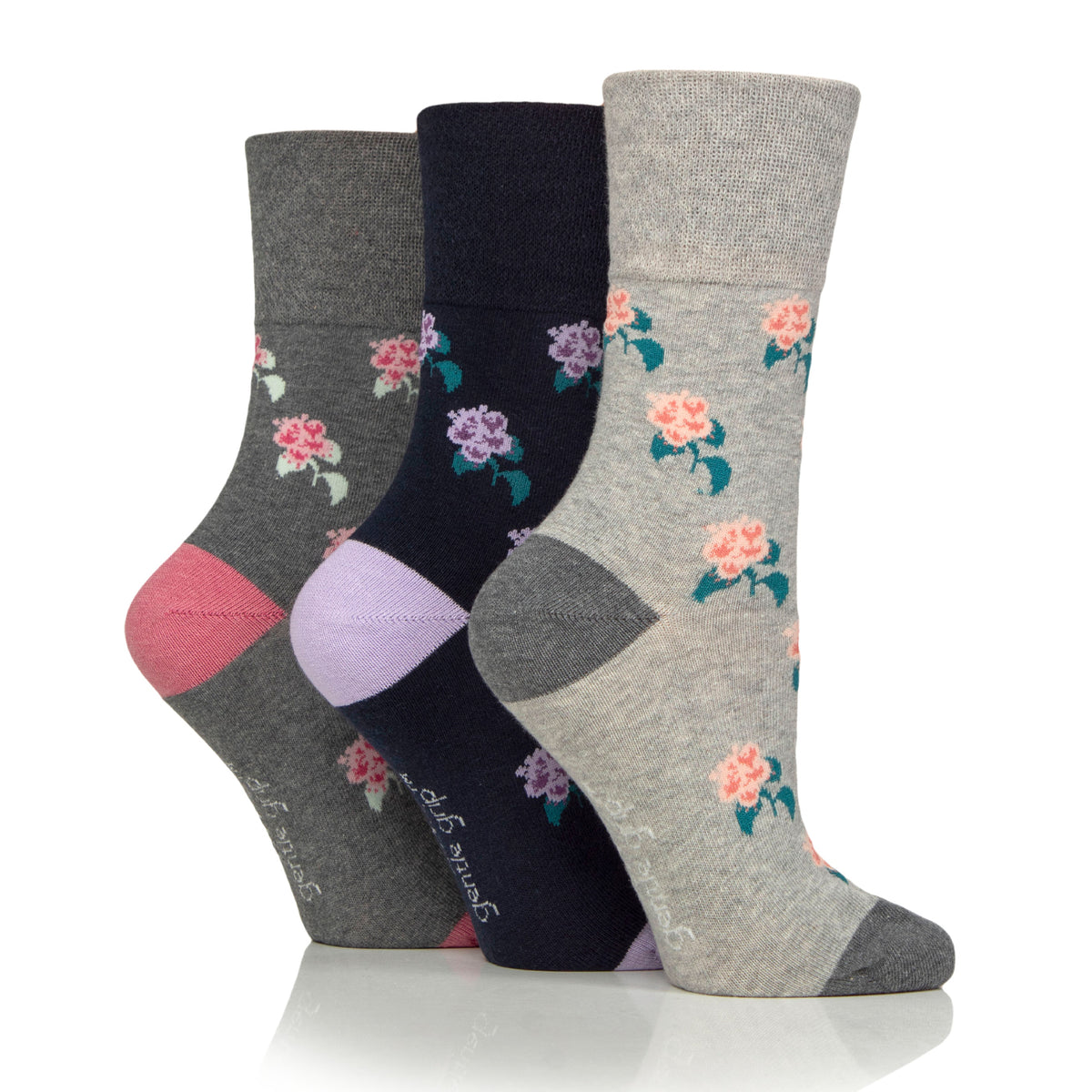 3 Pairs Ladies RHS Cotton Socks - Roses