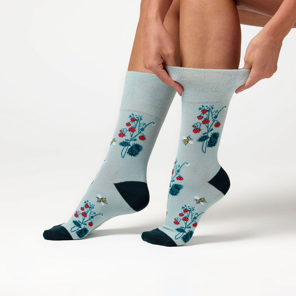 3 Paar Damen-RHS-Baumwollsocken – Blumenkontrast