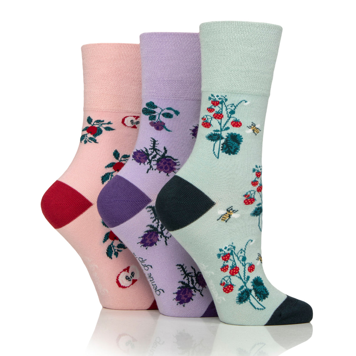3 Paar Damen-RHS-Baumwollsocken – Blumenkontrast