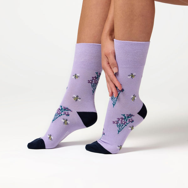 3 Paar Damen-RHS-Baumwollsocken – Blumenkontrast