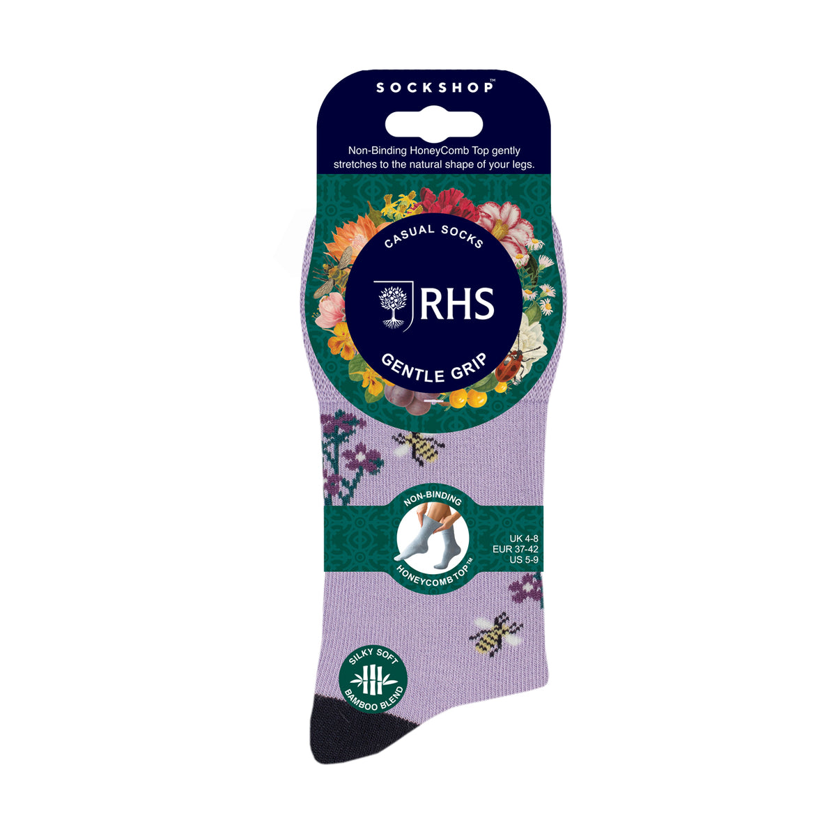 3 Paar Damen-RHS-Baumwollsocken – Blumenkontrast