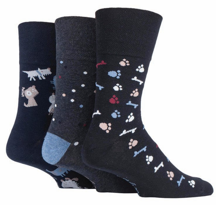 3 Pairs Men's Fun Feet Cotton Socks - Man's Best Friend