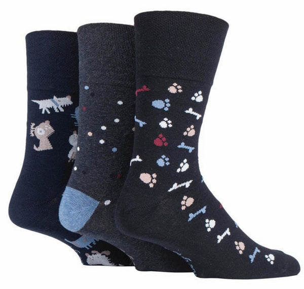 3 Pairs Men's Fun Feet Cotton Socks - Man's Best Friend