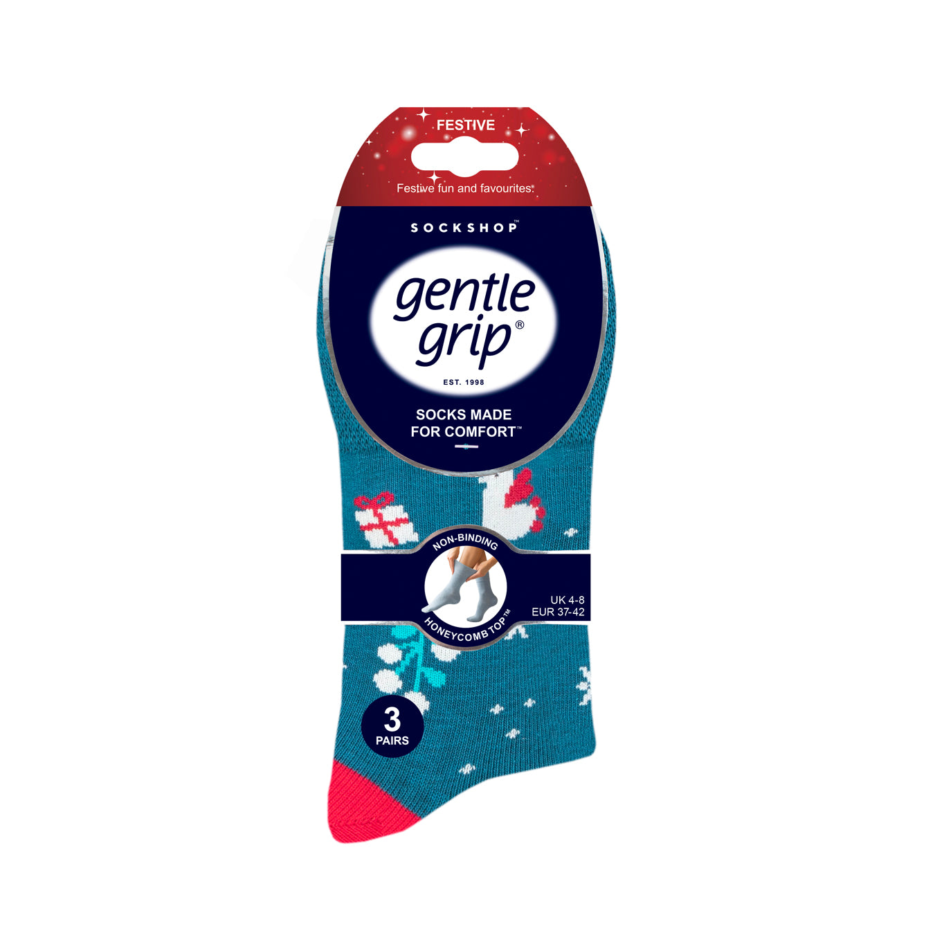 3 Paar Fun Feet Weihnachtssocken für Damen – Rentier-Mix