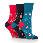 Lade das Bild in den Galerie-Viewer, 3 Paar Fun Feet Weihnachtssocken für Damen – Rentier-Mix
