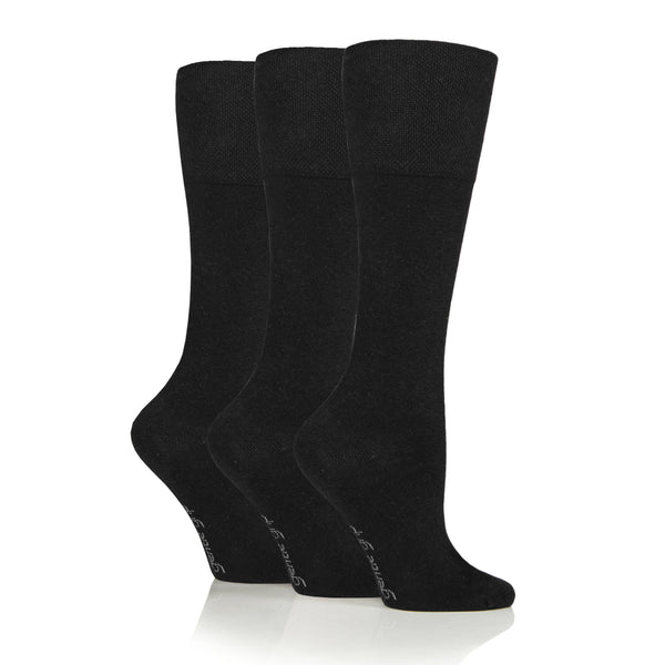 3 Pairs Ladies Knee High Cotton Socks - Black
