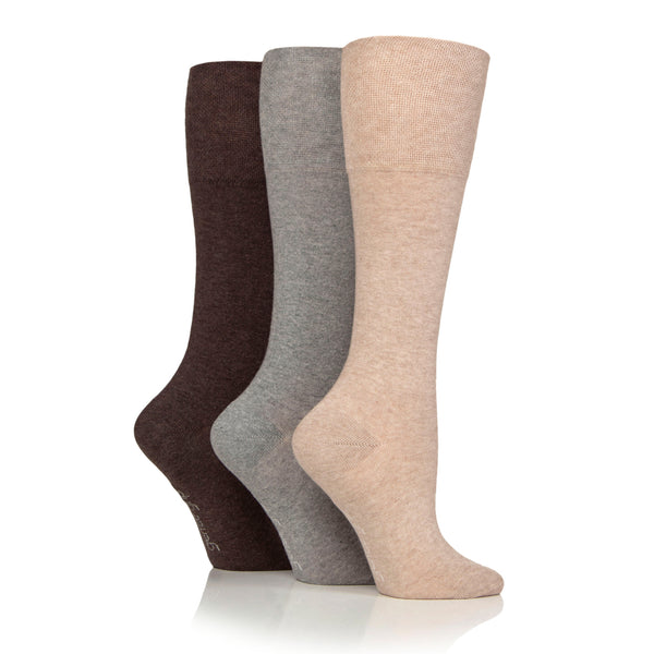 3 Pairs Ladies Knee High Cotton Socks - Natural