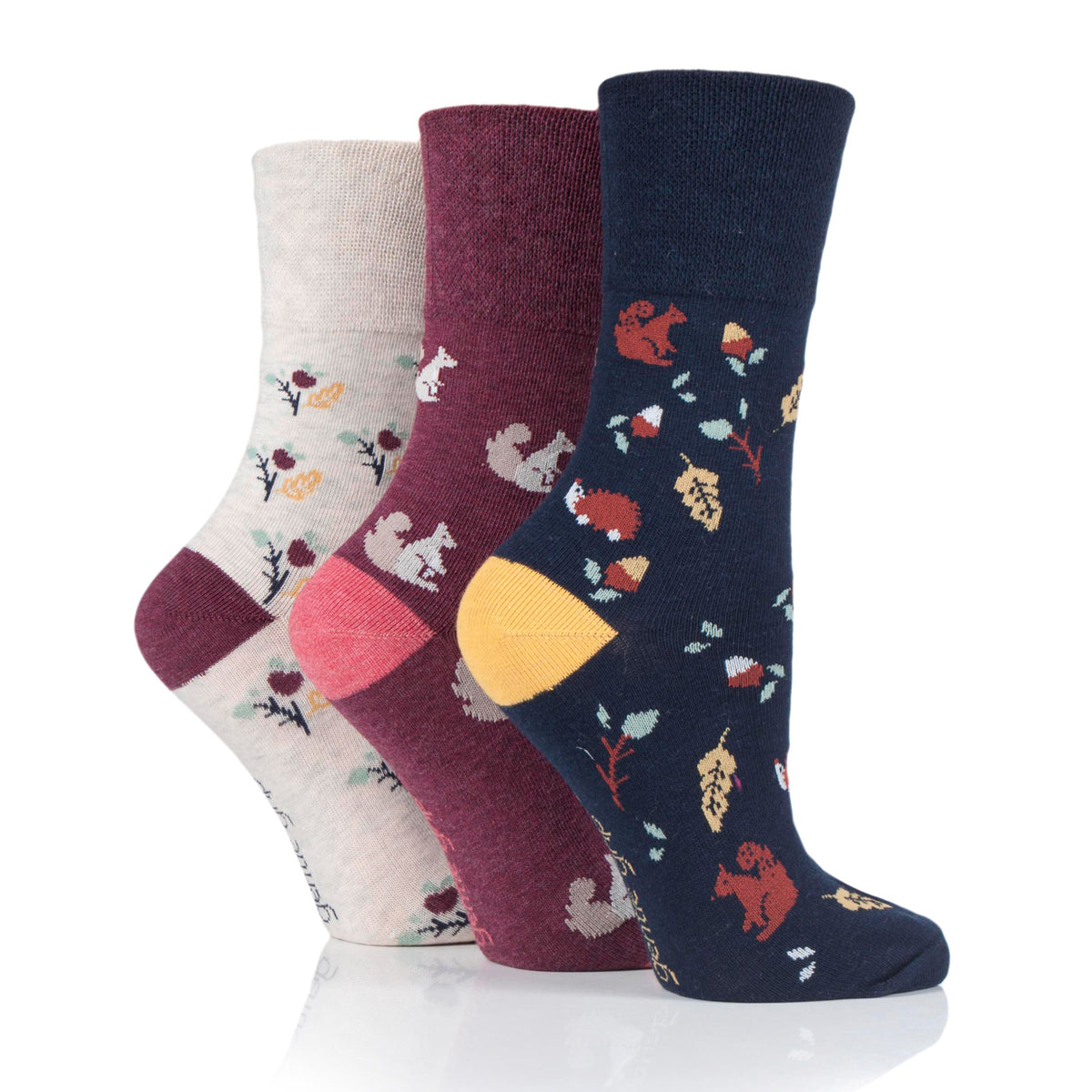 3 Paar Fun Feet Baumwollsocken für Damen – Herbstblätter