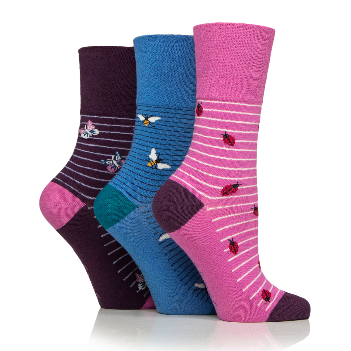 3 Paar Fun Feet Baumwollsocken für Damen – Schöne Käfer