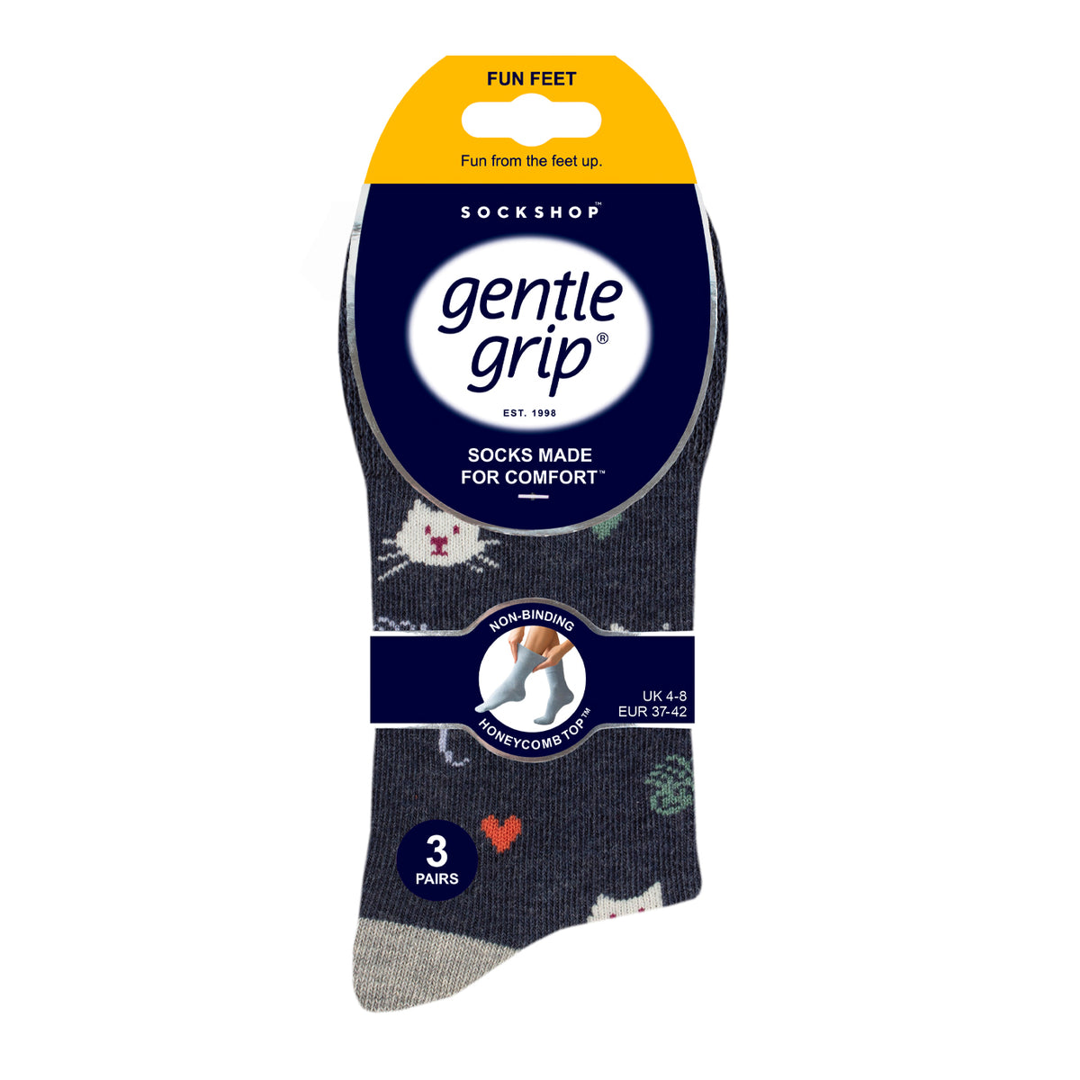 3 Paar Fun Feet Baumwollsocken für Damen – Ich bin ein Katzenmensch