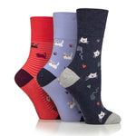 Lade das Bild in den Galerie-Viewer, 3 Paar Fun Feet Baumwollsocken für Damen – Ich bin ein Katzenmensch
