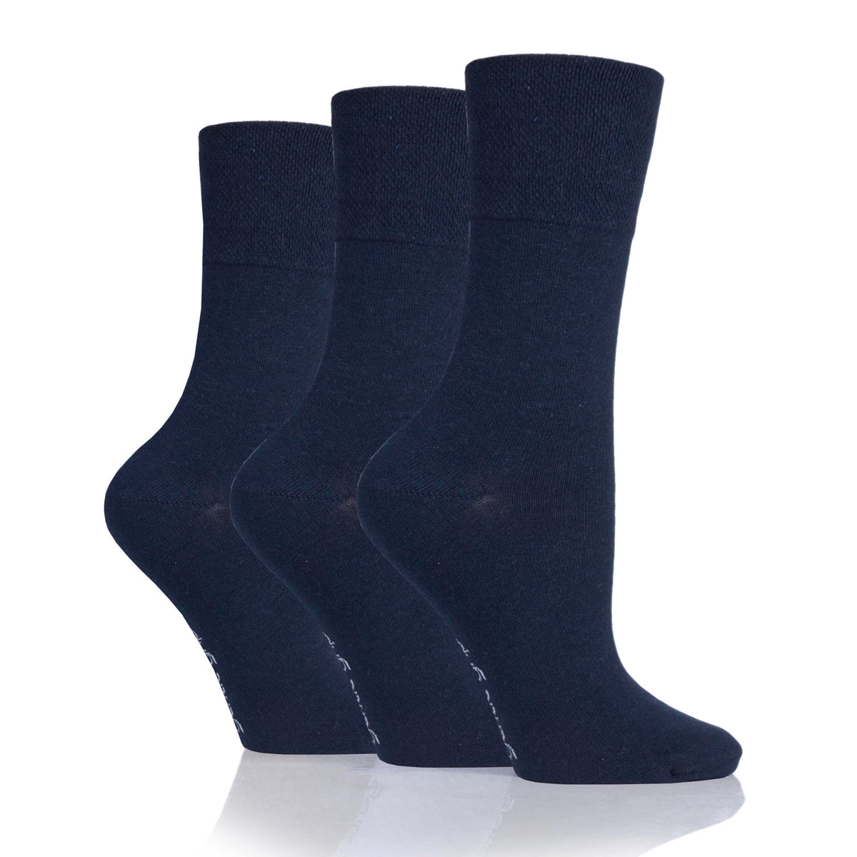 3 Paar schlichte Baumwollsocken für Damen – Marineblau