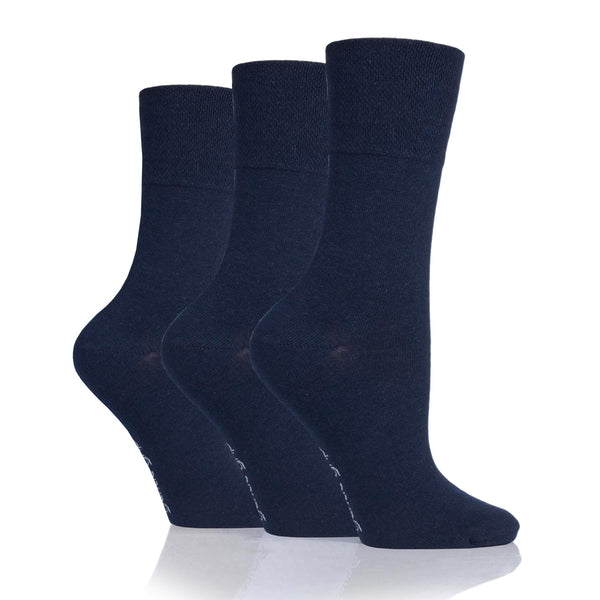 3 Paar schlichte Baumwollsocken für Damen – Marineblau