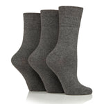 Load image into Gallery viewer, 3 Pairs Ladies Plain Cotton Socks - Charcoal

