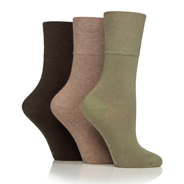 3 Paar Damensocken aus schlichter Baumwolle - Khaki Mix