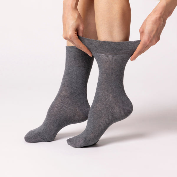 3 Paar Damensocken aus schlichter Baumwolle - Schwarz/Anthrazit/Grau