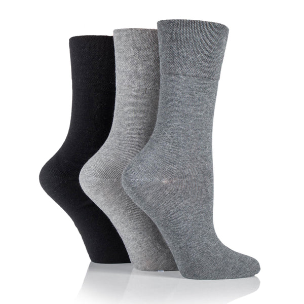 3 Paar Damensocken aus schlichter Baumwolle - Schwarz/Anthrazit/Grau