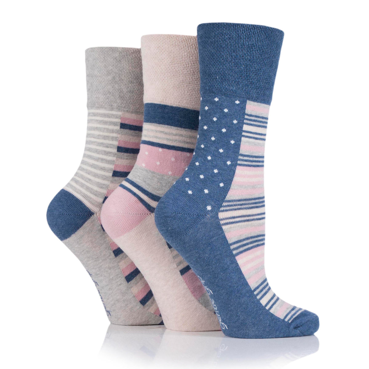 3 Pairs Ladies Cotton Socks - Weekender Navy