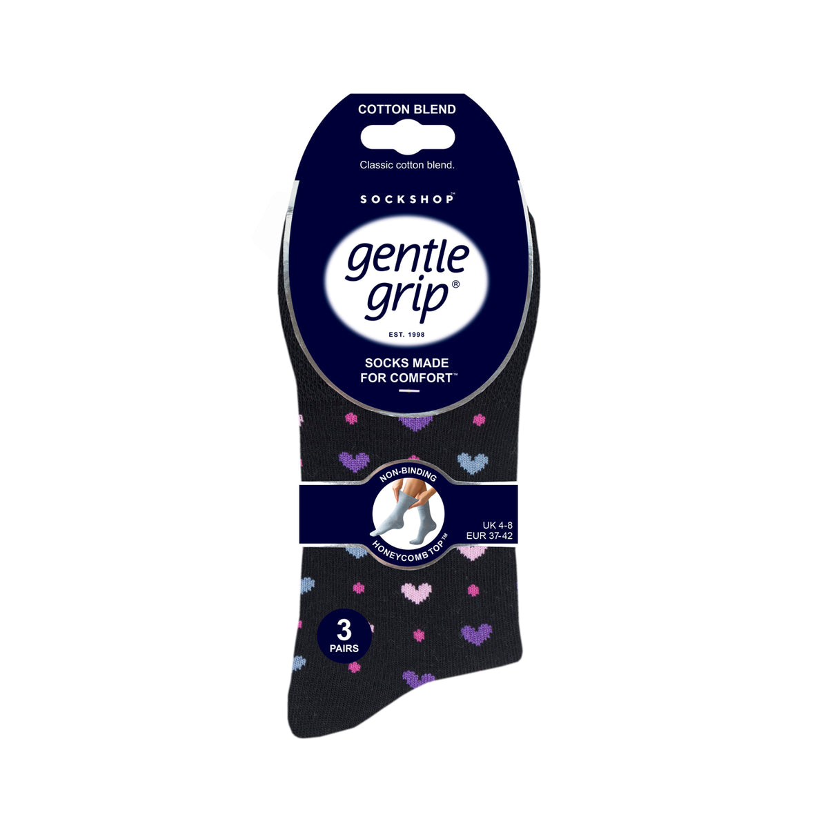 3 Paar Damen Baumwollsocken - Sweetheart Schwarz