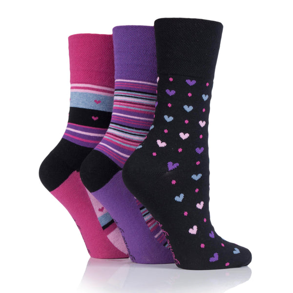 3 Paar Damen Baumwollsocken - Sweetheart Schwarz