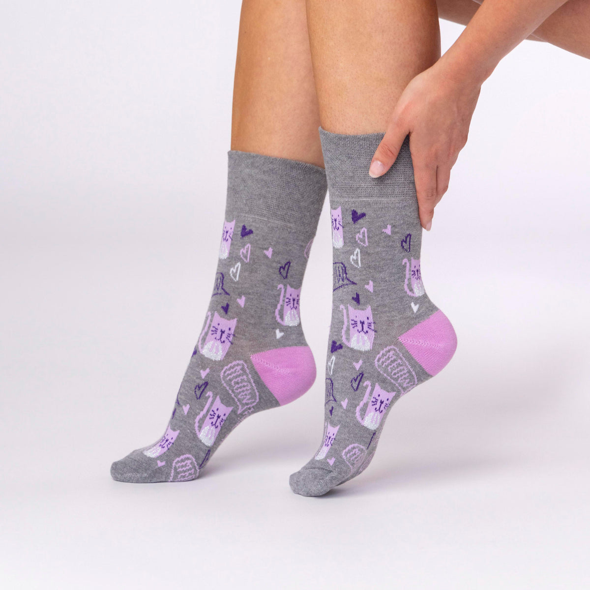 3 Pairs Ladies Fun Feet Cotton Socks - Kitten Purrrfect