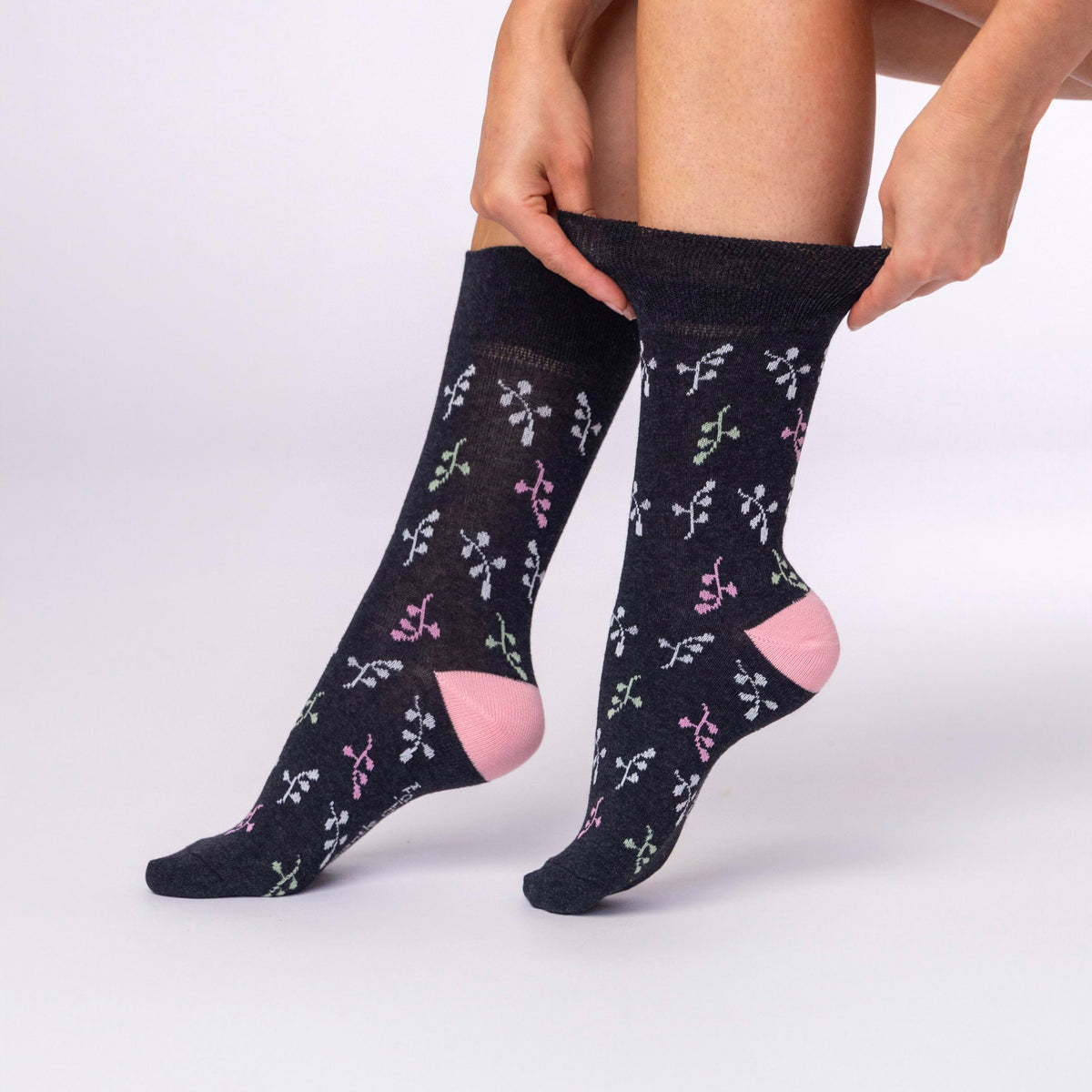 3 Pairs Ladies Cotton Socks - Romance Purple/Grey