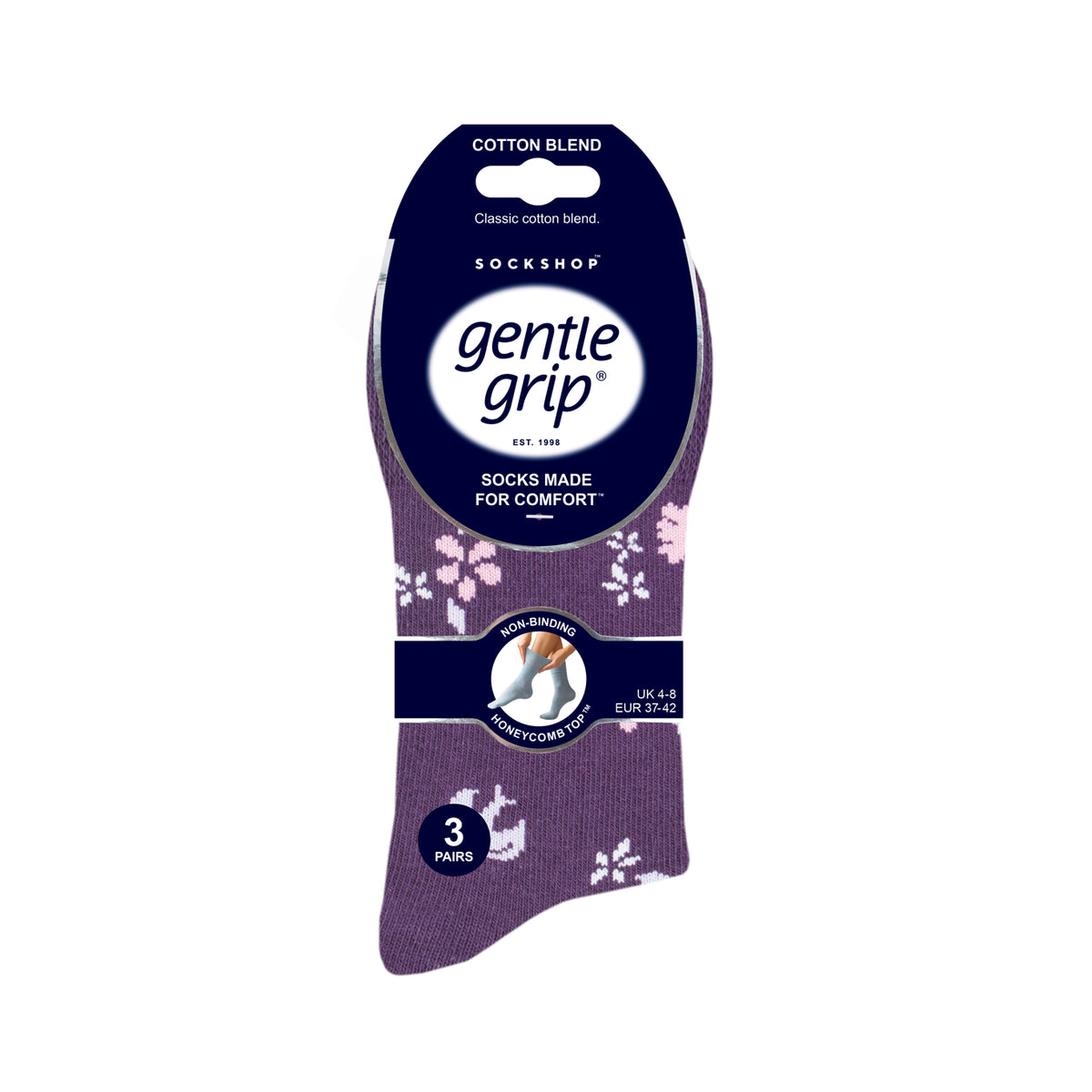 3 Paar Damen-Baumwollsocken - Romance Lila/Grau