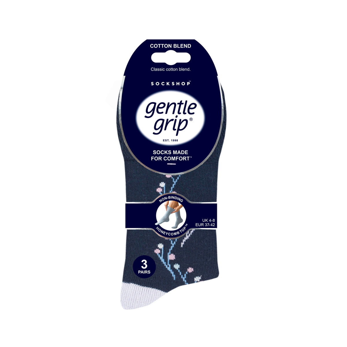 3 Pairs Ladies Cotton Socks - New Dawn Blue