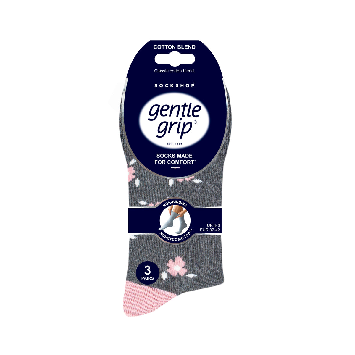3 Pairs Ladies Cotton Socks - Floral Hybrid