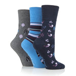Lade das Bild in den Galerie-Viewer, 3 Paar Damen Baumwollsocken - Nature Bird Marineblau
