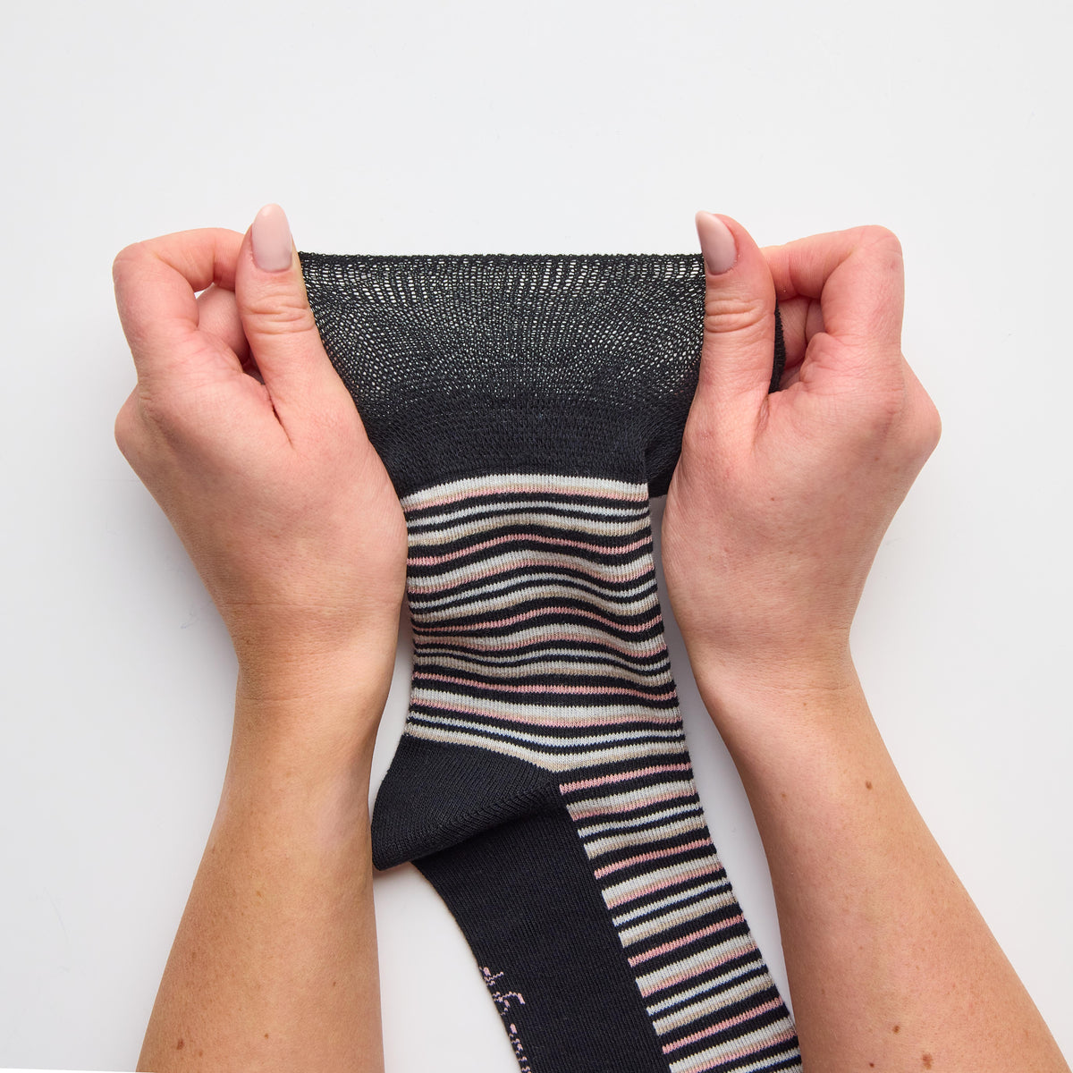 3 Pairs Ladies City Varied Stripe Cotton Socks - Black