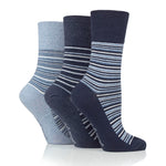 Lade das Bild in den Galerie-Viewer, 3 Paar Damen-Baumwollsocken mit verschiedenen Streifen, City-Muster, Marineblau

