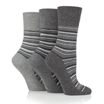 Lade das Bild in den Galerie-Viewer, 3 Paar Damen-Baumwollsocken mit verschiedenen Streifen, City-Muster, Grau
