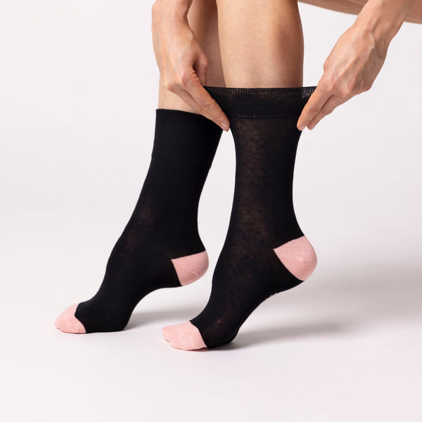 3 Paar Seclude-Socken mit kontrastierendem Absatz für Damen – Schwarz