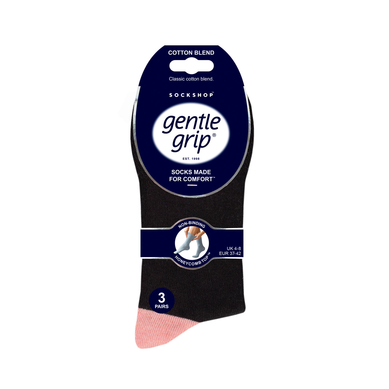 3 Paar Seclude-Socken mit kontrastierendem Absatz für Damen – Schwarz