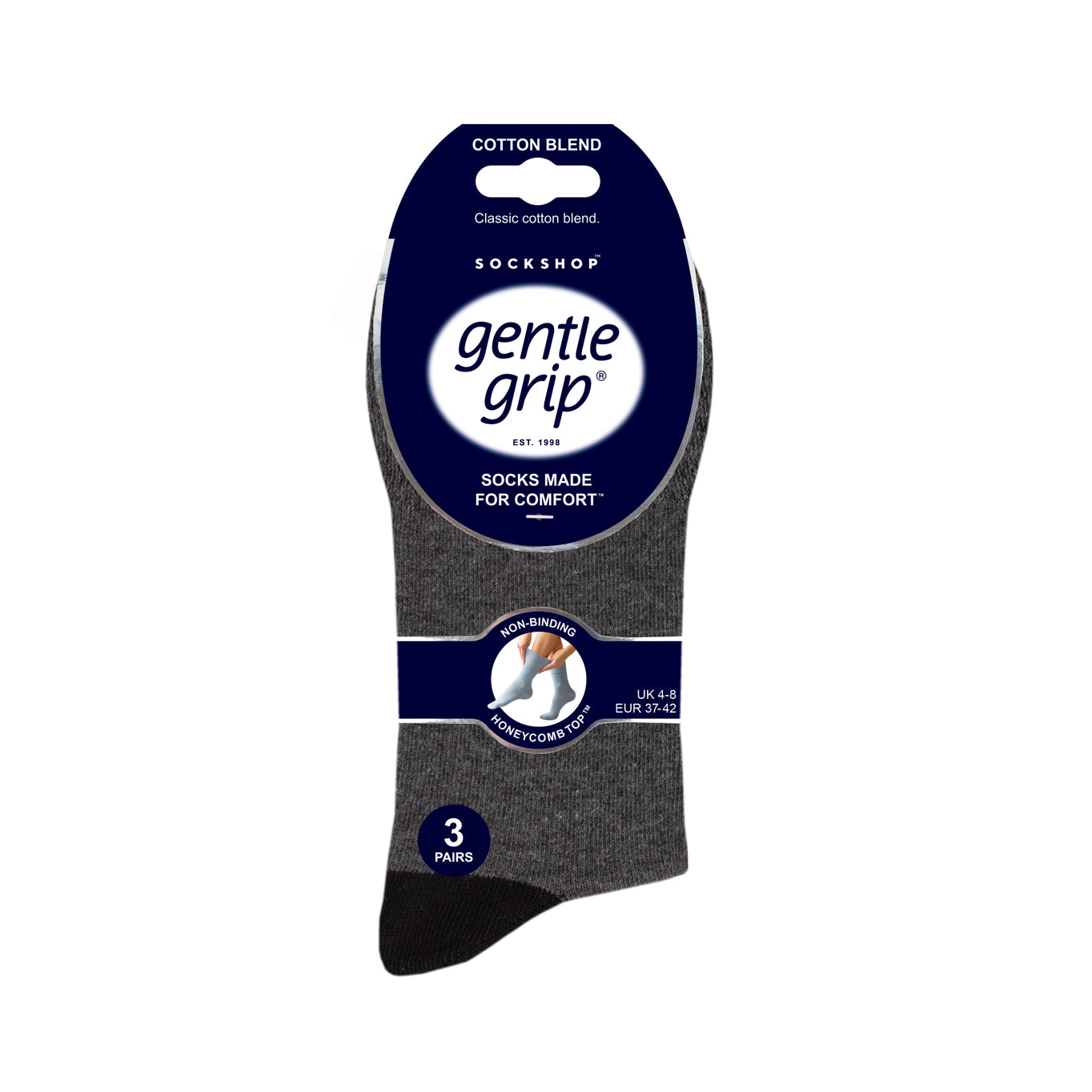 3 Paar Seclude-Socken mit kontrastierendem Absatz für Damen – Grau