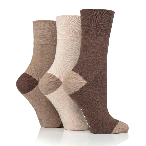 3 Paar Seclude-Socken mit kontrastierendem Absatz für Damen – Braun
