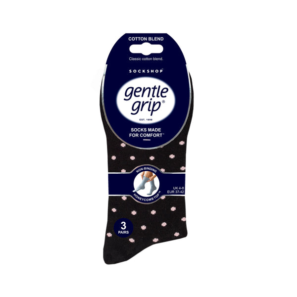 3 Paar Damen-Baumwollsocken mit digitalen Punkten - Schwarz
