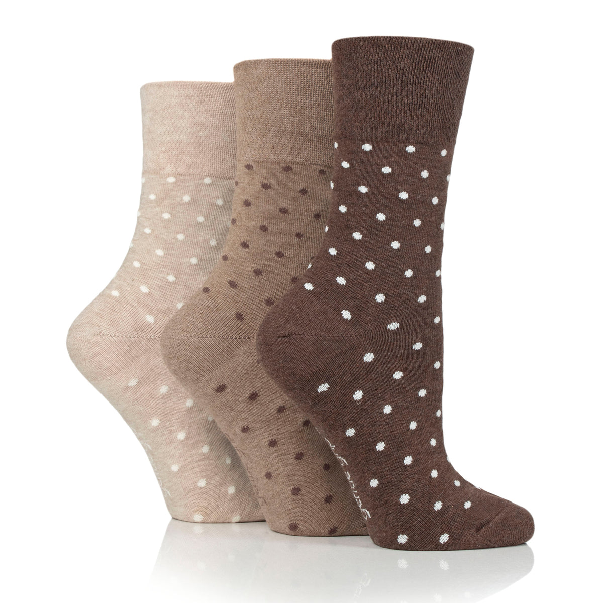 3 Paar Damen-Baumwollsocken mit digitalen Punkten - Braun/Neutral
