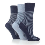 Lade das Bild in den Galerie-Viewer, 3 Paar Baumwollsocken mit College-Streifen für Damen – Denim
